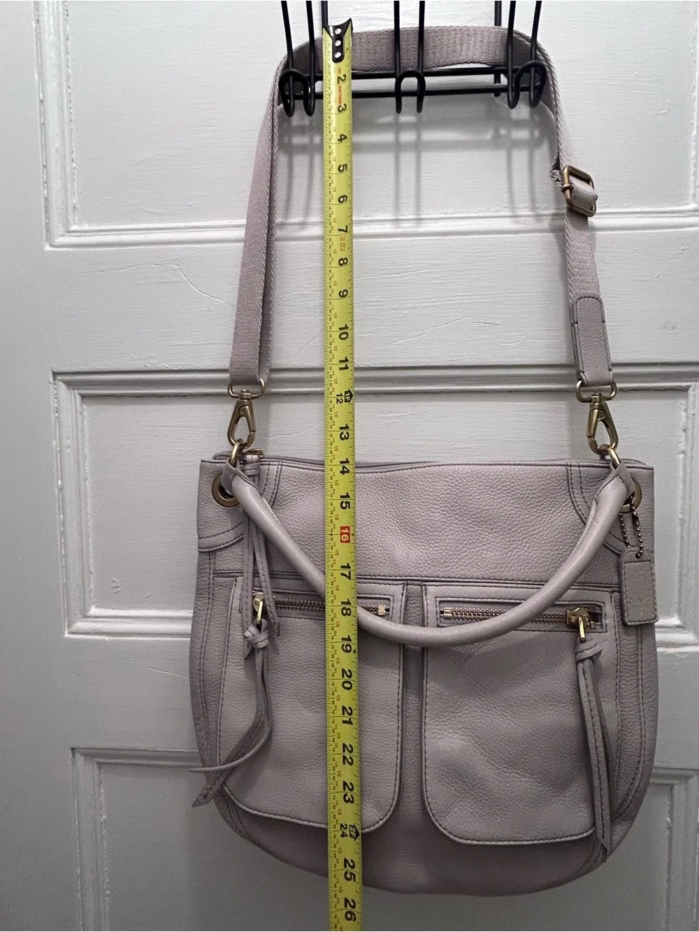 FOSSIL Karli Hobo Crossbody Gray Pebbled Soft Leather Or Shoulder Handbag